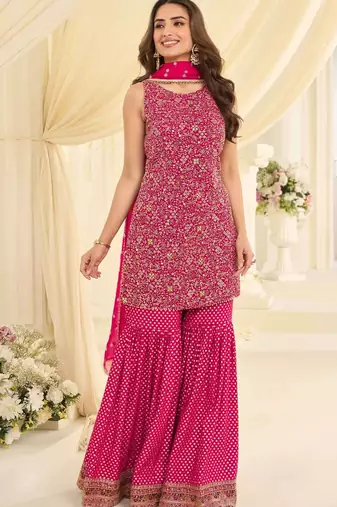 Pink embroidered silk pakistani-salwar-kameez