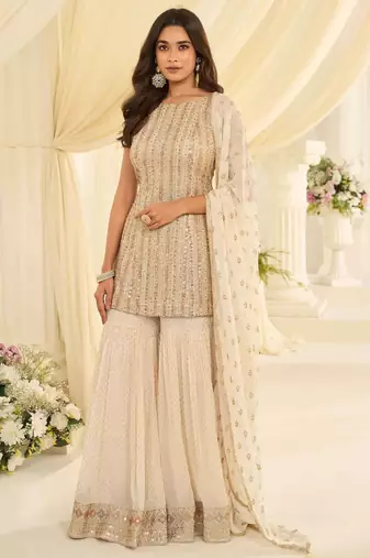 Cream embroidered silk pakistani-salwar-kameez