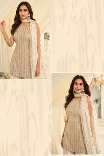 Cream embroidered silk pakistani-salwar-kameez