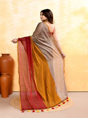 Women's multi embellished handloom cotton saree 3