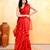 Women's red embellished cotton blend jamdani saree