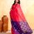 Women's rani pink embellished cotton blend jamdani saree