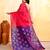 Women's rani pink embellished cotton blend jamdani saree