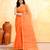 Women's orange embellished cotton blend jamdani saree