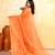 Women's orange embellished cotton blend jamdani saree