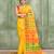 Women's yellow embellished cotton blend jamdani saree