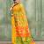 Women's yellow embellished cotton blend jamdani saree