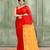 Women's red embellished cotton blend jamdani saree