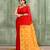 Women's red embellished cotton blend jamdani saree