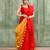 Women's red embellished cotton blend jamdani saree