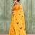 Women's yellow embellished cotton blend embroidery saree