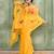 Women's yellow embellished cotton blend embroidery saree
