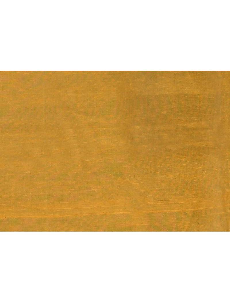 Women's yellow embellished cotton blend embroidery saree