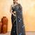 Women's grey embellished cotton blend embroidery saree