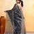 Women's grey embellished cotton blend embroidery saree