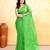 green embellished cotton blend zari check handloom saree