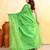 green embellished cotton blend zari check handloom saree