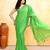 green embellished cotton blend zari check handloom saree