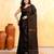 black embellished cotton blend zari check handloom saree