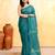 teal embellished cotton blend zari check handloom saree