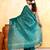 teal embellished cotton blend zari check handloom saree