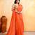 orange embellished cotton blend zari check handloom saree