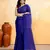 royel blue embellished cotton blend zari check handloom saree