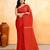 red embellished cotton blend zari check handloom saree