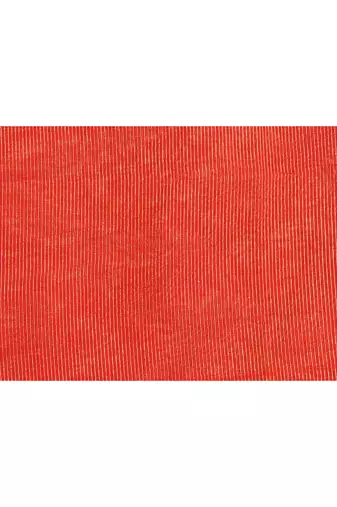 red embellished cotton blend zari check handloom saree
