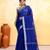 royel blue embellished cotton blend zari border handloom saree