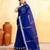 royel blue embellished cotton blend zari border handloom saree