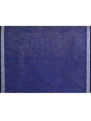 royel blue embellished cotton blend zari border handloom saree 5