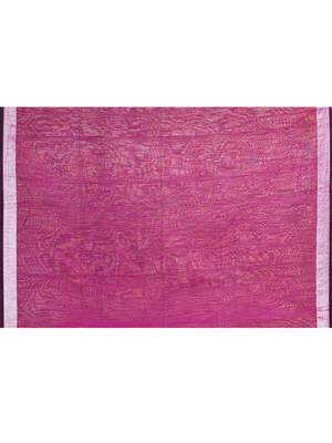 magenta embellished cotton blend zari border handloom saree 5