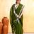 moss green embellished cotton blend zari border handloom saree
