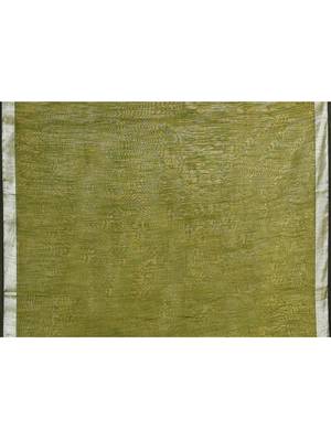 moss green embellished cotton blend zari border handloom saree 5