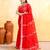 red embellished cotton blend zari border handloom saree