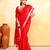 red embellished cotton blend zari border handloom saree