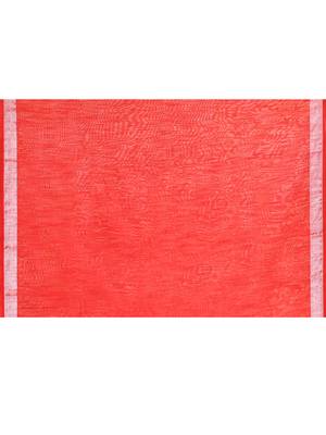 red embellished cotton blend zari border handloom saree 5