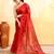 red dual tone organic tissue saree with blouse piece