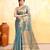 copper turquoise dual tone organic tissue saree with blouse piece