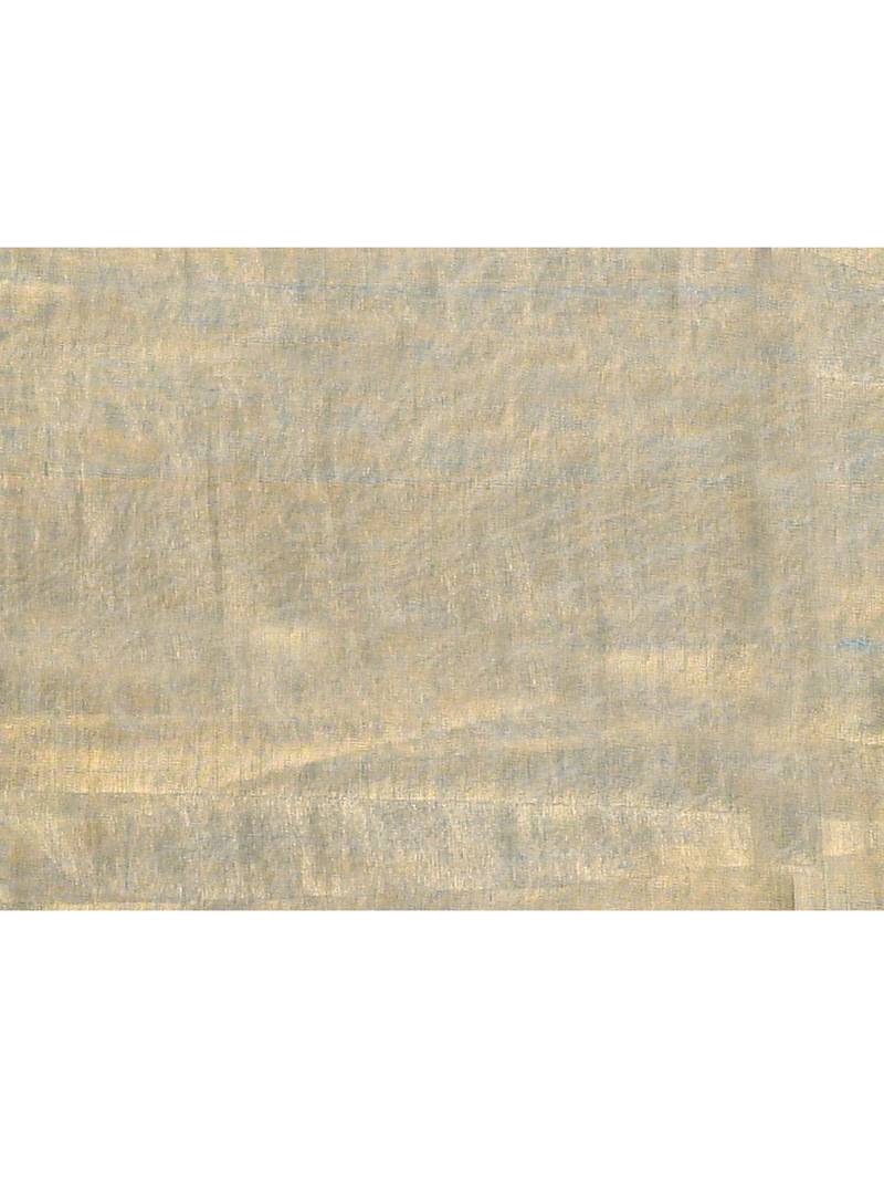 copper turquoise dual tone organic tissue saree with blouse piece