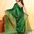 green dual tone organic tissue saree with blouse piece