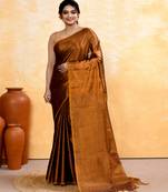 copper dual tone organic tissue saree with blouse piece