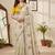off_white mannequin embroidery work saree with miorror work and cut work border