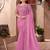 Blush pink shine silk chiffon heavy embroidery and sequin work partywear saree