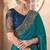 Teal blue satin georgette heavy embroidery and sequin work partywear saree