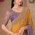 Mustard yellow majestic shaded chiffon heavy embroidery and sequin work partywear saree