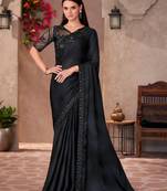 black chiffon saree with heavy embroidery and sequins