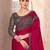 Red chiffon silk heavy embroidery and sequin work partywear saree
