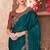 Bottle green shaded chiffon heavy embroidery and sequin work partywear saree